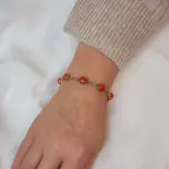 Złota bransoletka z koralem naturalnym Złota bransoletka z koralem naturalnym